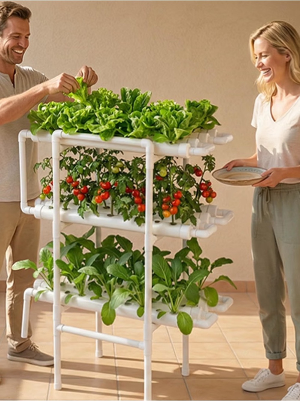 White Vertical Hydroponic Indoor Garden Tower - Home Kitchen
